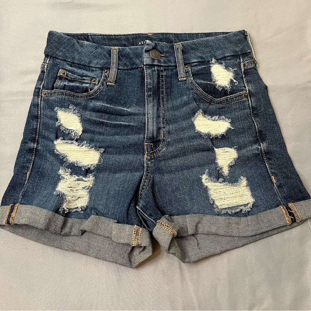 Aeropostale Blue High Rise Distressed Jean Shorts